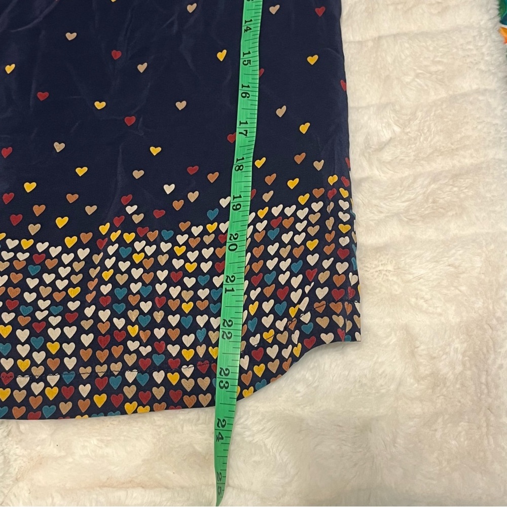 Boutique Bel Air M 100% Silk Blue Multicolor Heart Casual Dressy Maximalist Top - Picture 4 of 9